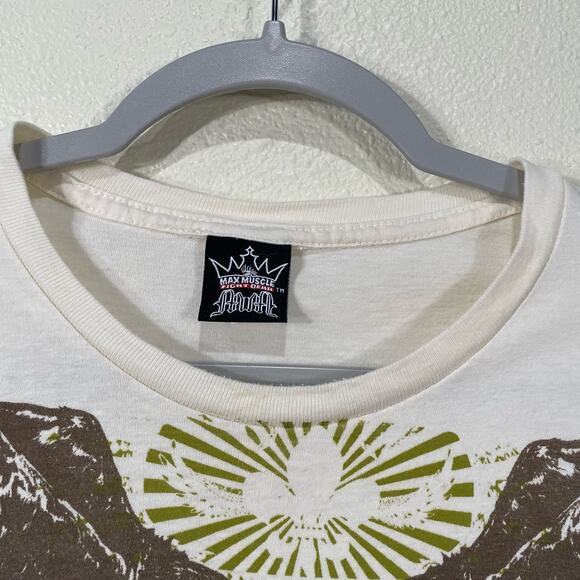 Y2K Max Muscle Fight Gear Graphic Eagle Skull T-Shirt Grunge Skater Streetwear L - Picture 9 of 11